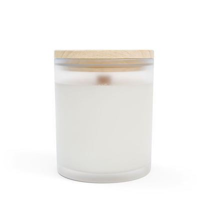 Simple Rituals | Frosted Glass Candle — 11oz Soy Scented Candle with Wooden Lid