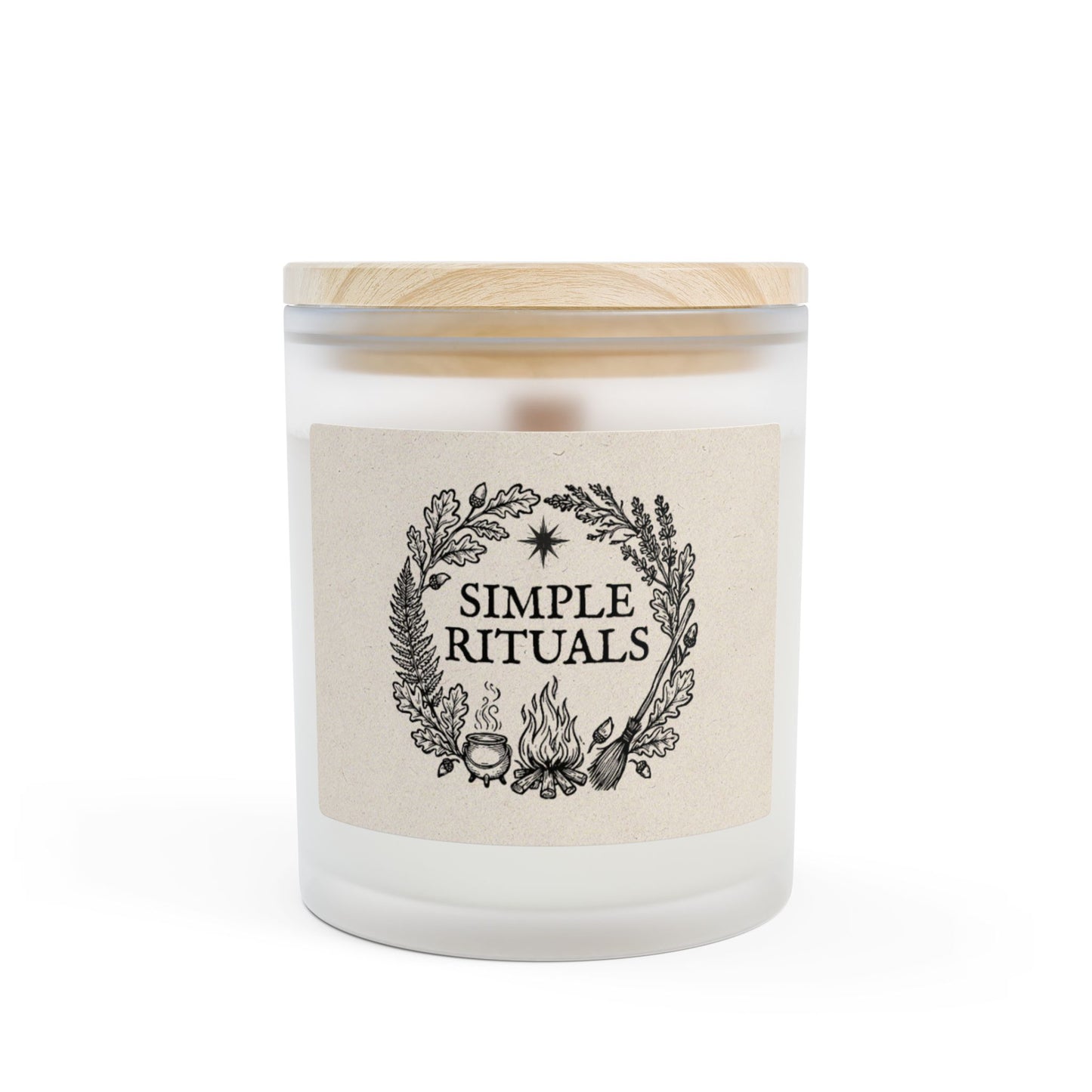 Simple Rituals | Frosted Glass Candle — 11oz Soy Scented Candle with Wooden Lid