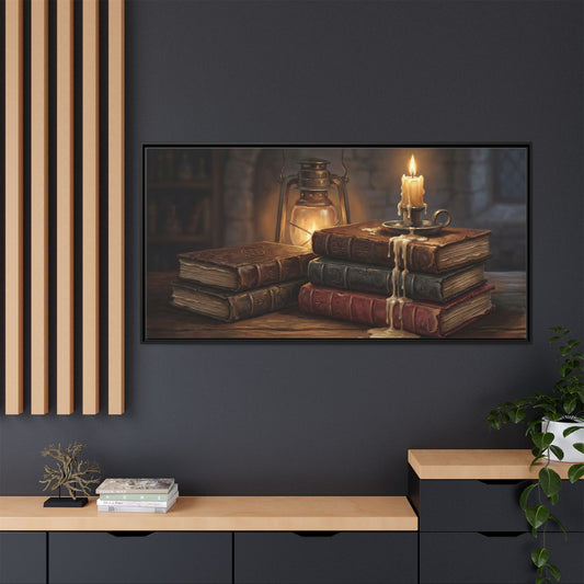 Spellbooks by Candlelight | Stretched Matte Canvas