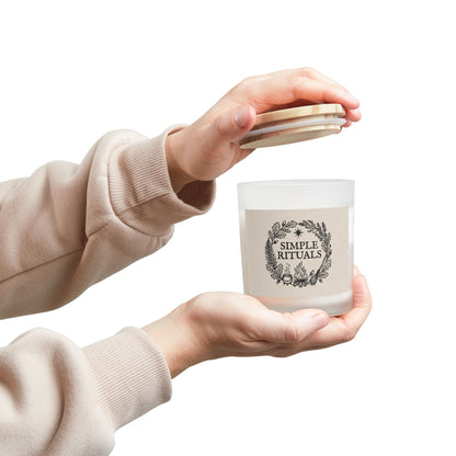 Simple Rituals | Frosted Glass Candle — 11oz Soy Scented Candle with Wooden Lid